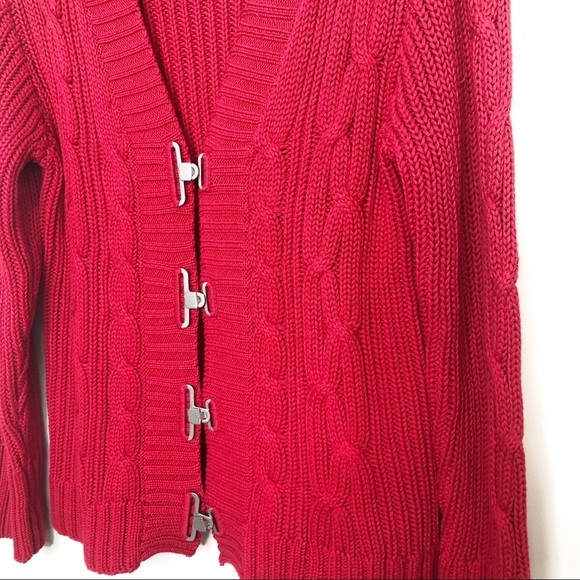 CHICOS red ribbon cable knit cardigan - Picture 4 of 9